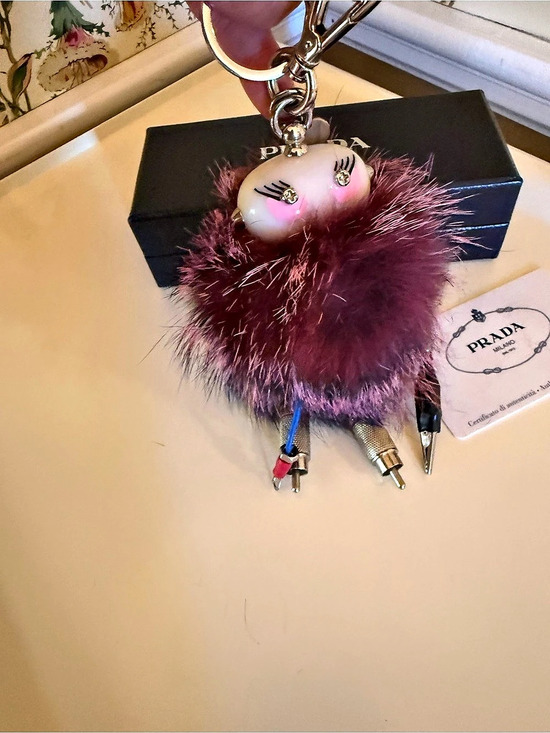 Prada Handbags - Prada Collectible Fur Robot Doll Bag Charm – Burgundy